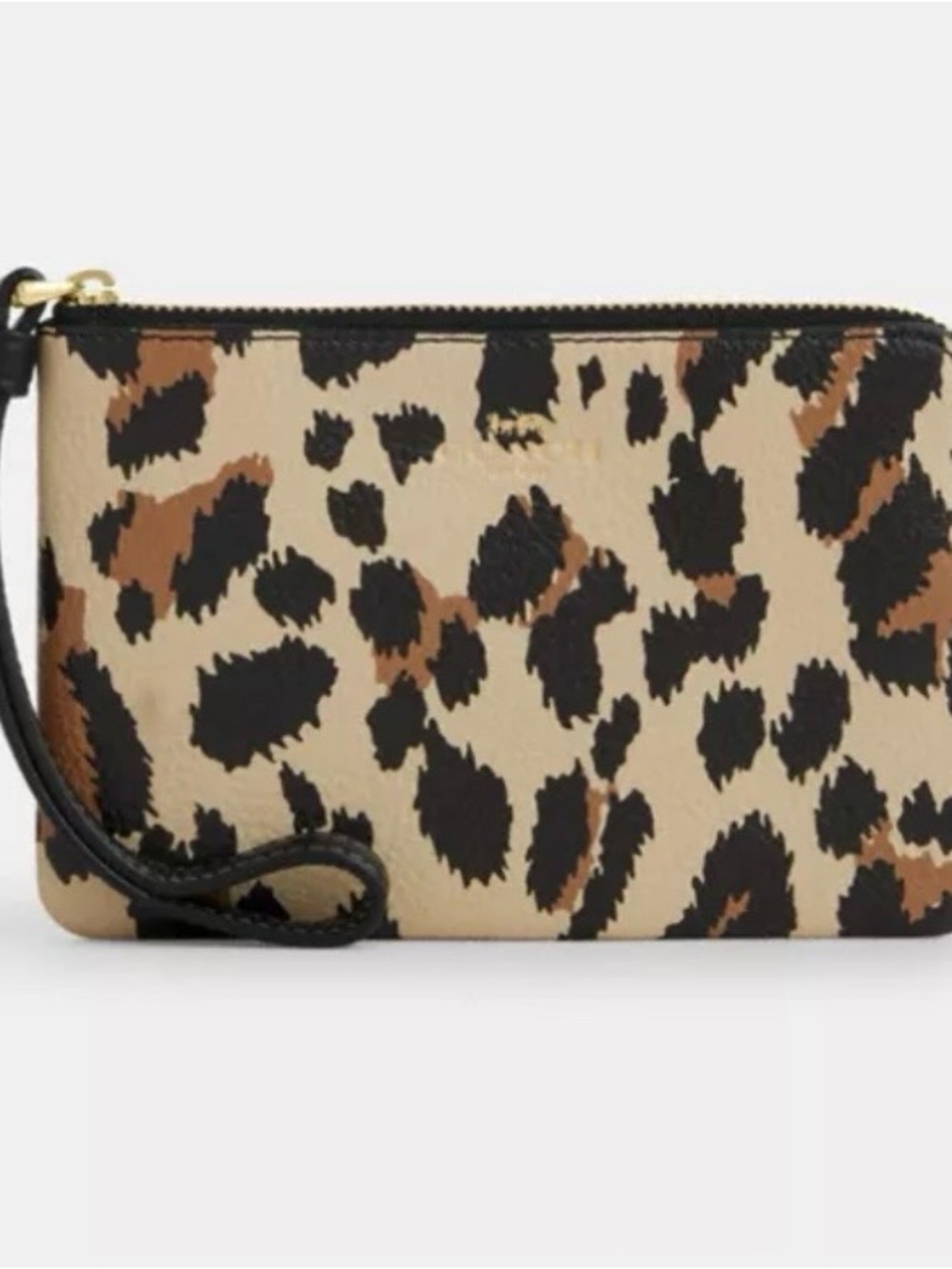 NWT Coach Corner Zip Wristlet with Leopard Print